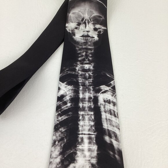 Three Rooker X-Ray Skeleton Necktie Novelty Neckwear Doctor Bones Halloween - Picture 3 of 6